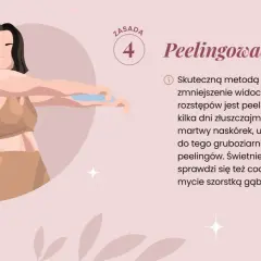 Kobieta wykonuje peeling, by zmniejszyć widoczność rozstępów początkowa faza.