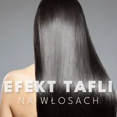 Lśniące, gładkie włosy po zabiegu laminowania żelatyną. Efekt tafli na włosach.