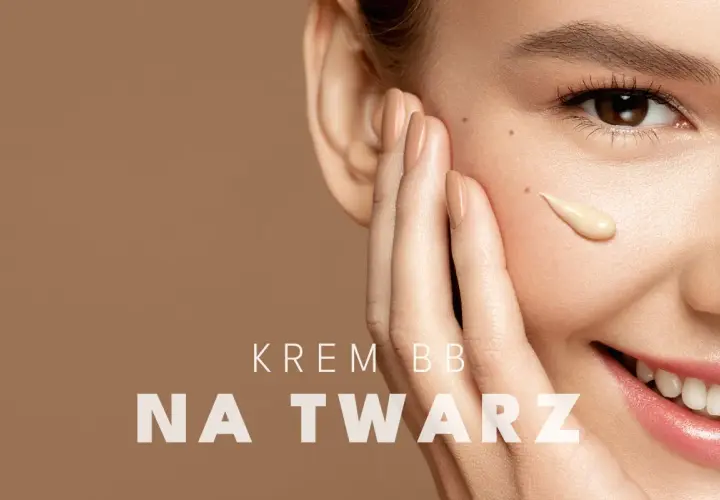 Krem BB na twarz to sekret promiennej cery. Delikatna kropla kosmetyku na policzku kobiety.