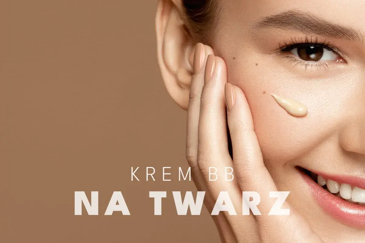 Krem BB na twarz to sekret promiennej cery. Delikatna kropla kosmetyku na policzku kobiety.